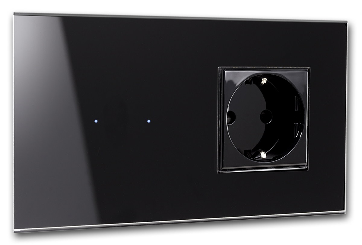 Touchschalter-Steckdosen-Kombination. 230V Glas-Optik. NOVA