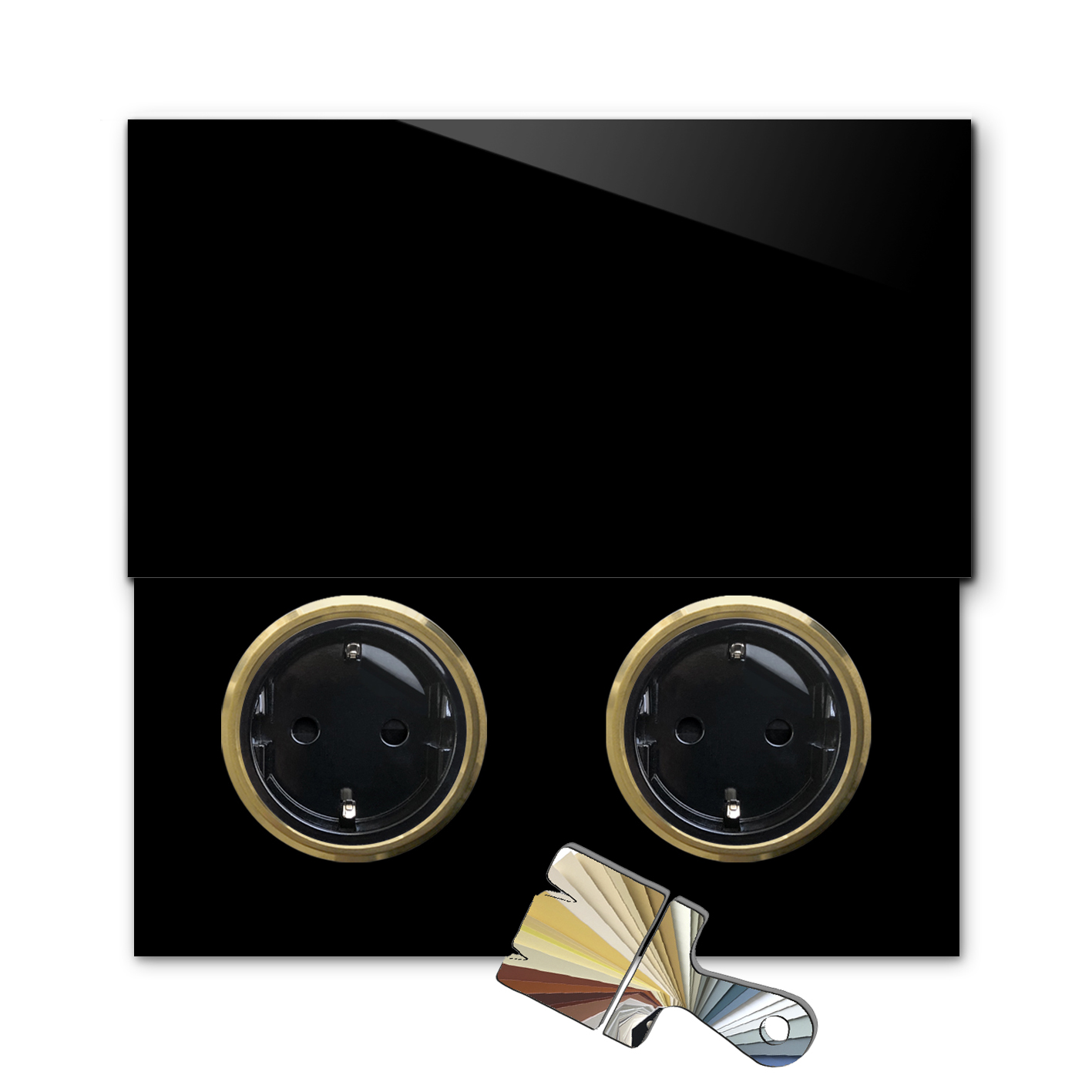 Steckdose Farrow Ball Farbe Glas-Optik mit Klappe Gold 2-fach