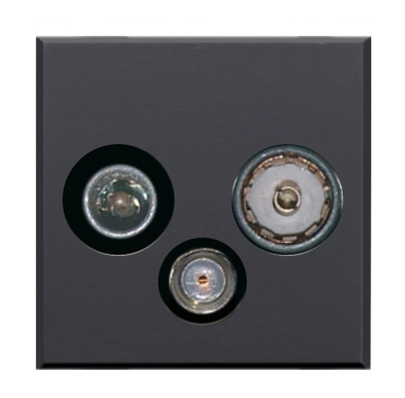 SAT/Kabel/FM Anschlussdose (3fach). * END-DOSE* Graphit-Schwarz, matt.