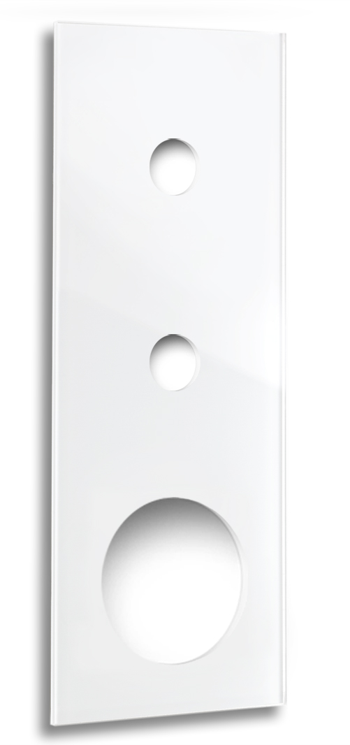 Retroschalter-Blende CAMBRIDGE - Glas-Optik 2-fach mit rundem Ausschnitt in Weiß.