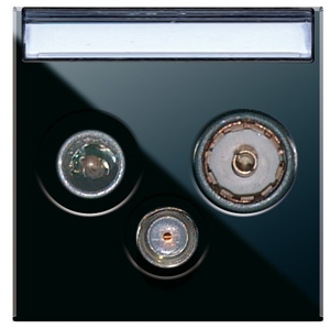 SAT/Kabel/FM Anschlussdose (3fach). Einzeldose, keine Durchgangsdose. Schwarz glänzend.