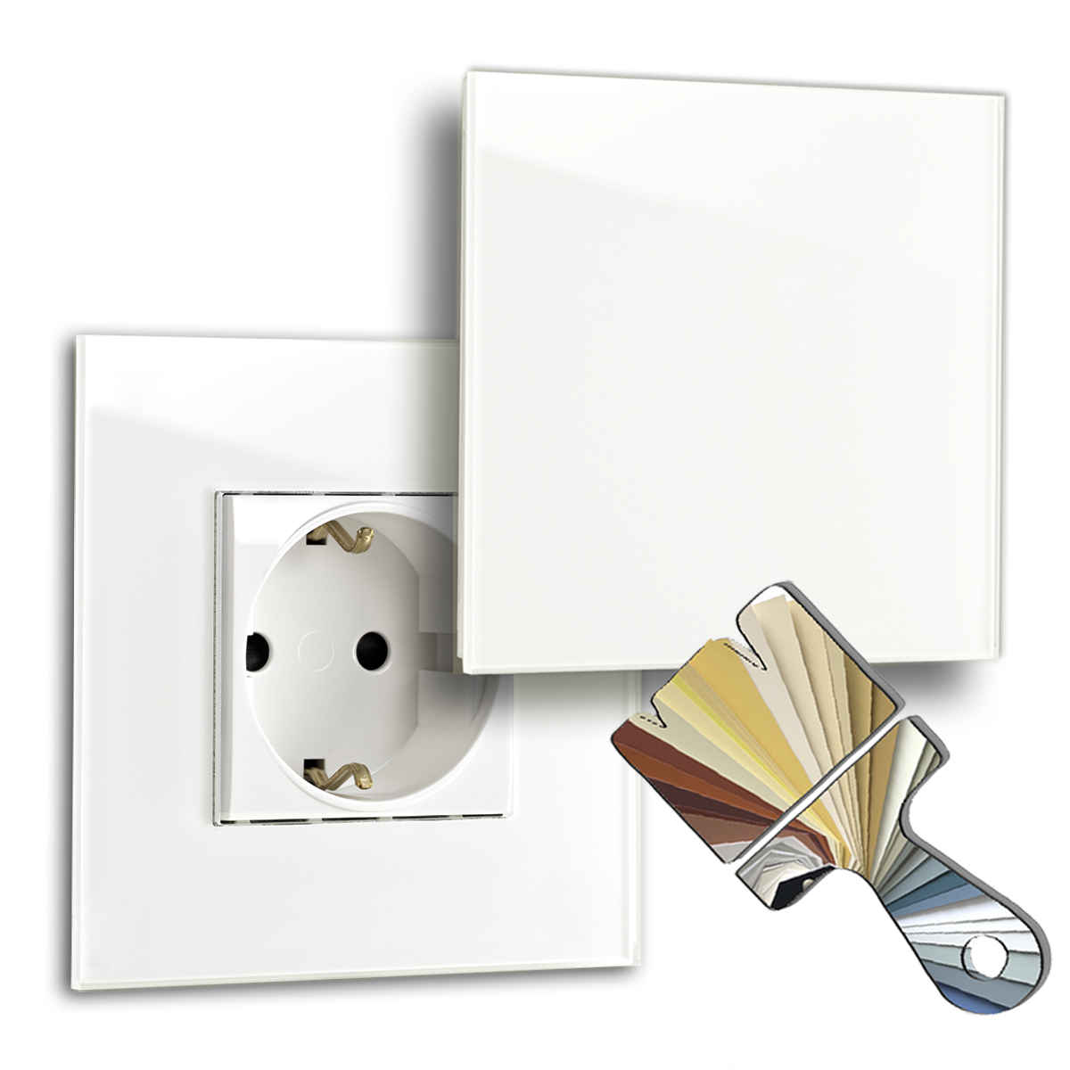 Design-Steckdose in Farrow Ball Farbe Glas-Optik 1-fach