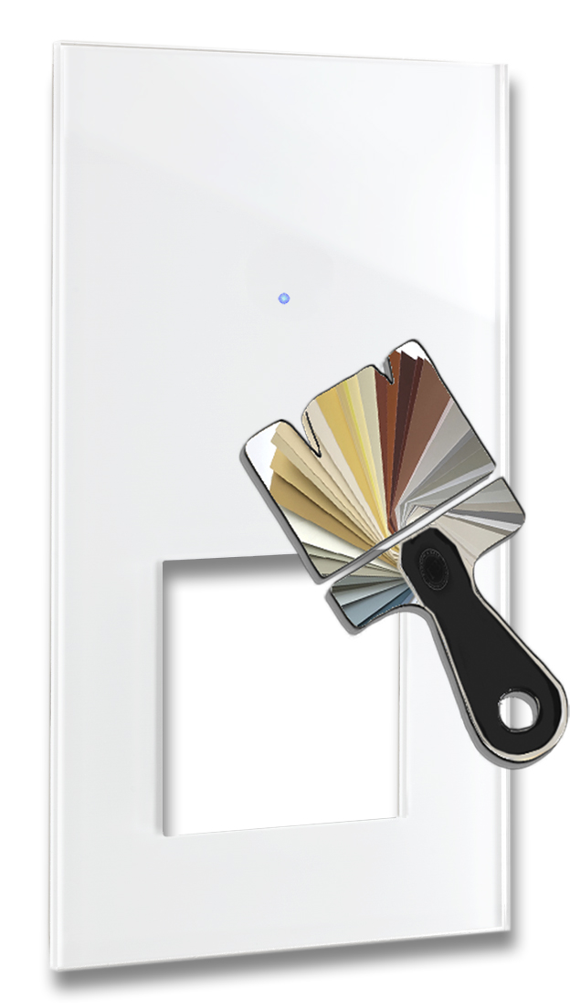 Touch-Blende NOVA - Glas-Optik 1-fach mit quadratischem Ausschnitt in Farrow & Ball-Farbe.