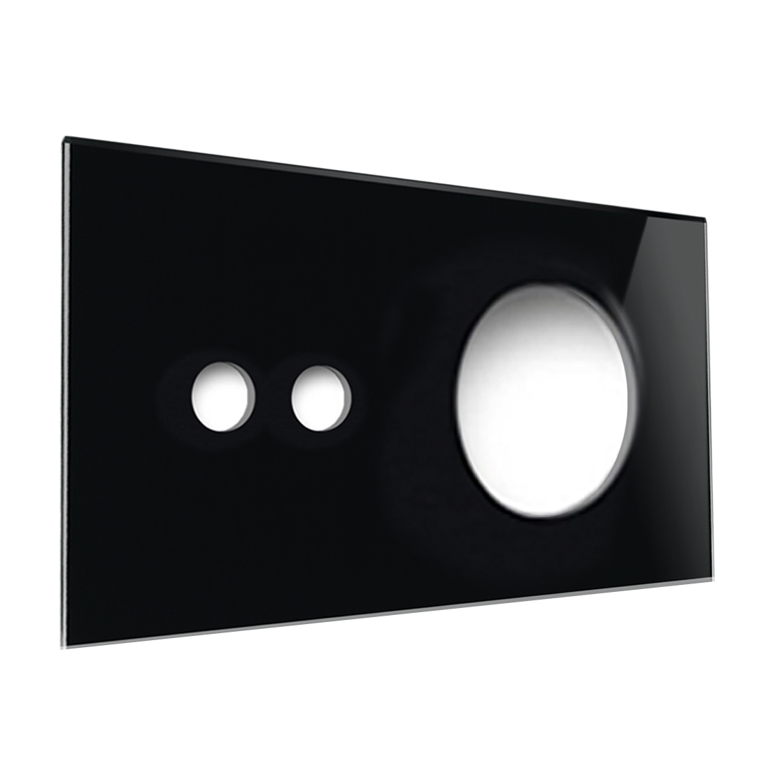 YORK Black Glass-Effect 2-Gang Horizontal Cover Plate with Round Cut-Out by ROHDE+ROHDE