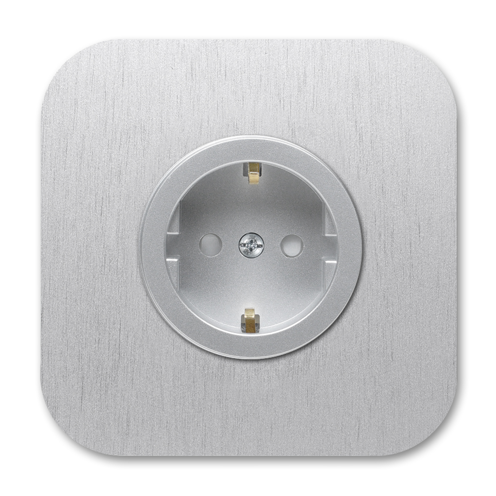 MUSTER_Steckdose Metall Silber Aluminium 1-fach. Cube
