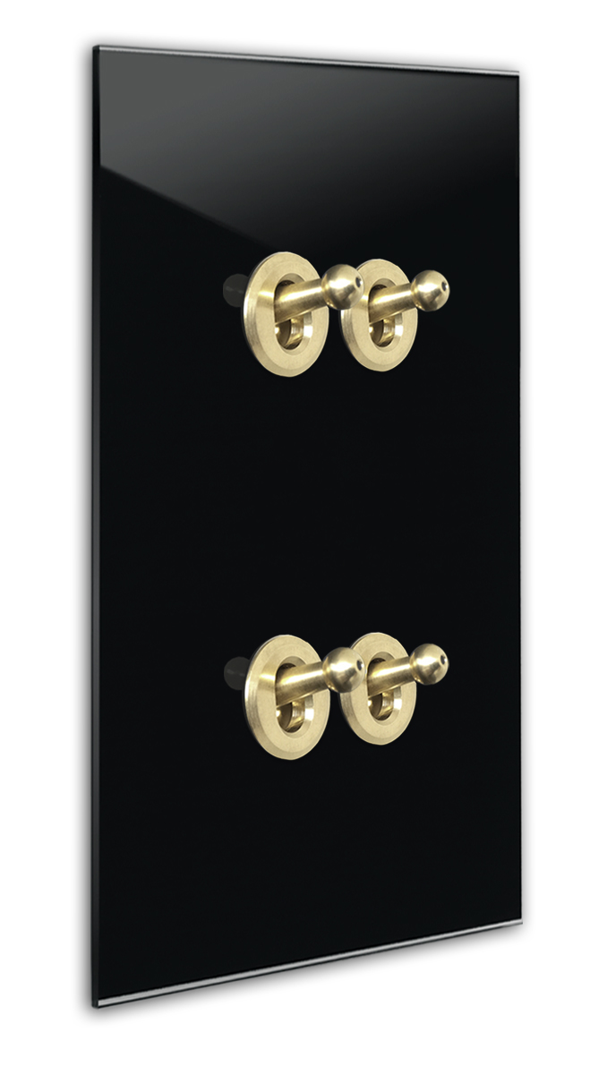 CAMBRIDGE Ein-AUS-WECHSEL-Schalter 4-fach Glas-Optik. Schwarz Messing