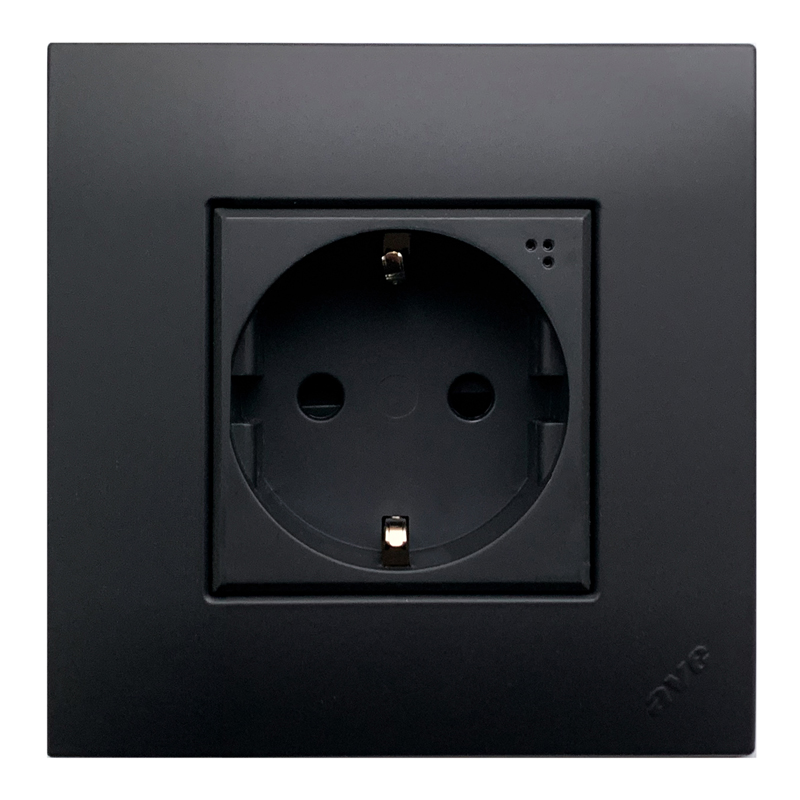 AVE Steckdose YOUNG 1-fach Graphit-Schwarz. Matt. AVE s.p.a.