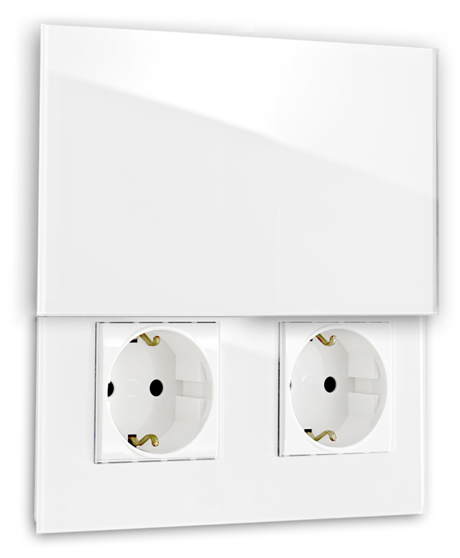 Steckdose 2-fach mit Abdeckungen MAXIM Weiß. ROHDE+ROHDE