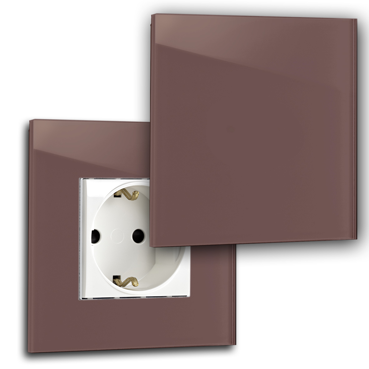 Design-Steckdose 1 fach Rot Glas-Optik Farrow Ball 43 Eating Room