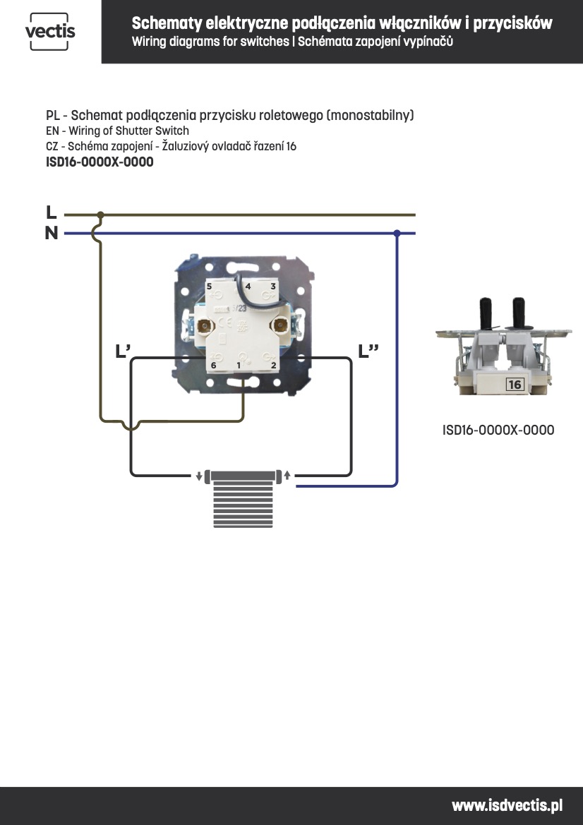 Weißer 2-fach Kipphebel Taster Einsatz für nachgeschaltete Elektronik.