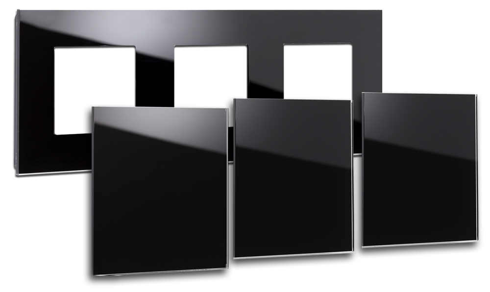 Rahmen mit Abdeckung MAXIM 3-fach in Schwarz. ROHDE+ROHDE