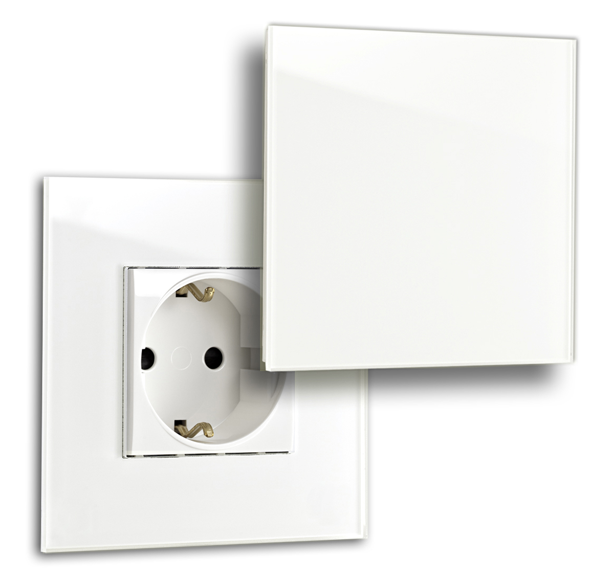 Weiße Design-Steckdose 1-fach mit Abdeckung . MAXIM