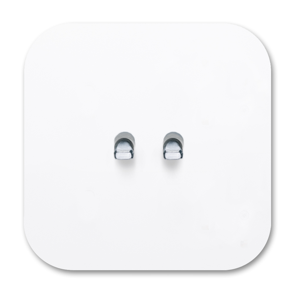 Retro-Lichtschalter Metall matt weiß 2-fach Chrom-Kipphebel Wechsel. Cube Series