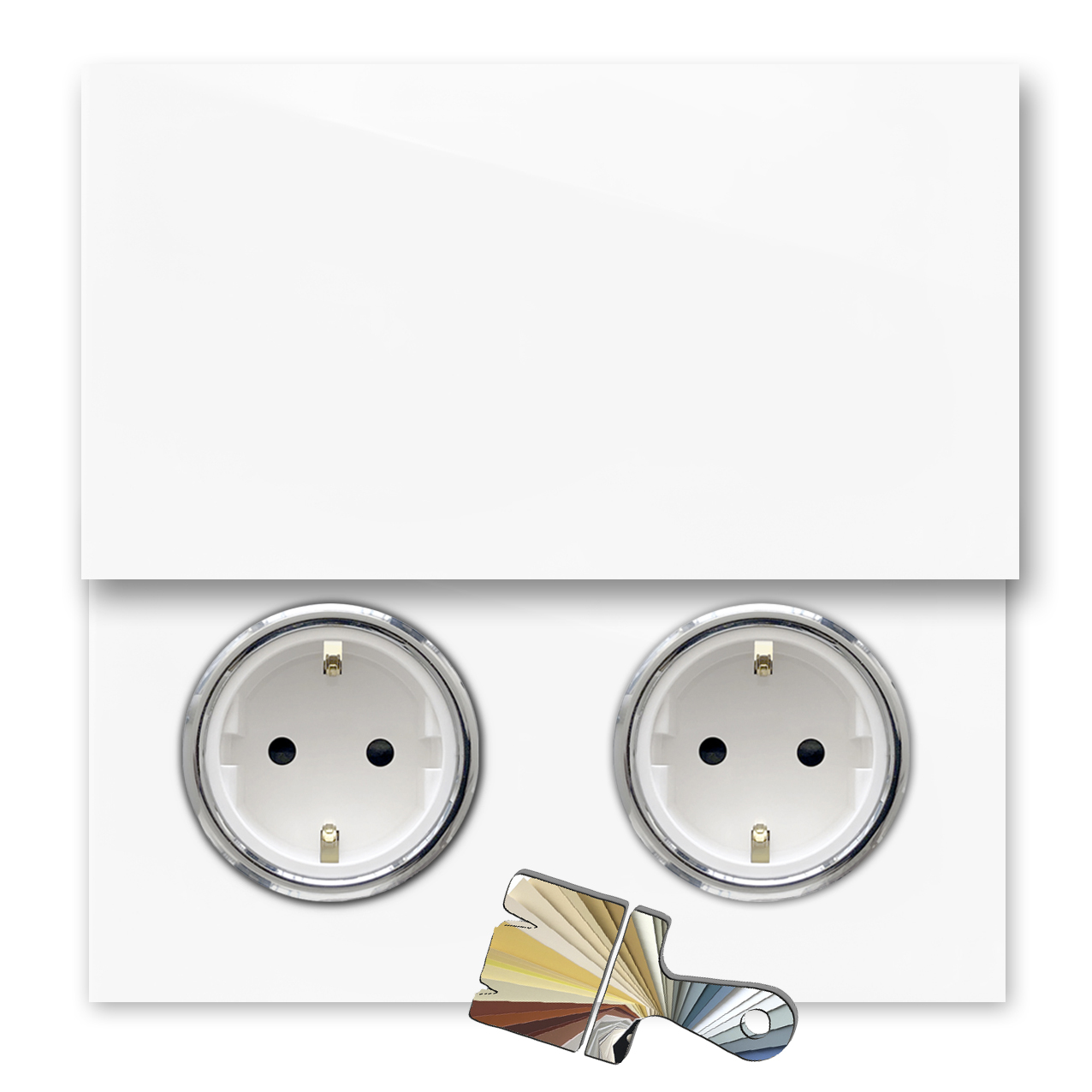 Steckdose in RAL Wunschfarbe mit Chrom. MAXIM