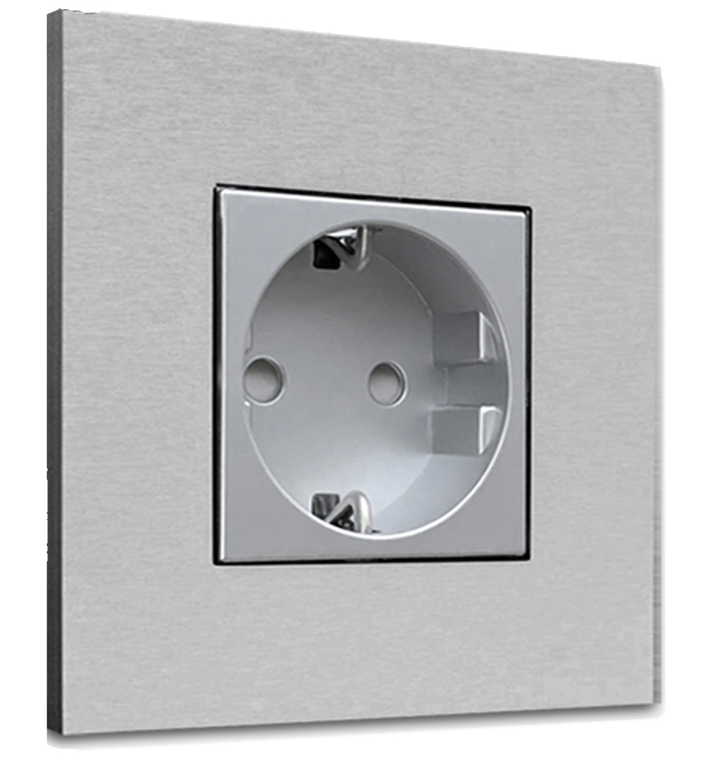 VICTOR carre. Steckdose 1-fach Aluminium Metall. CJC Systems