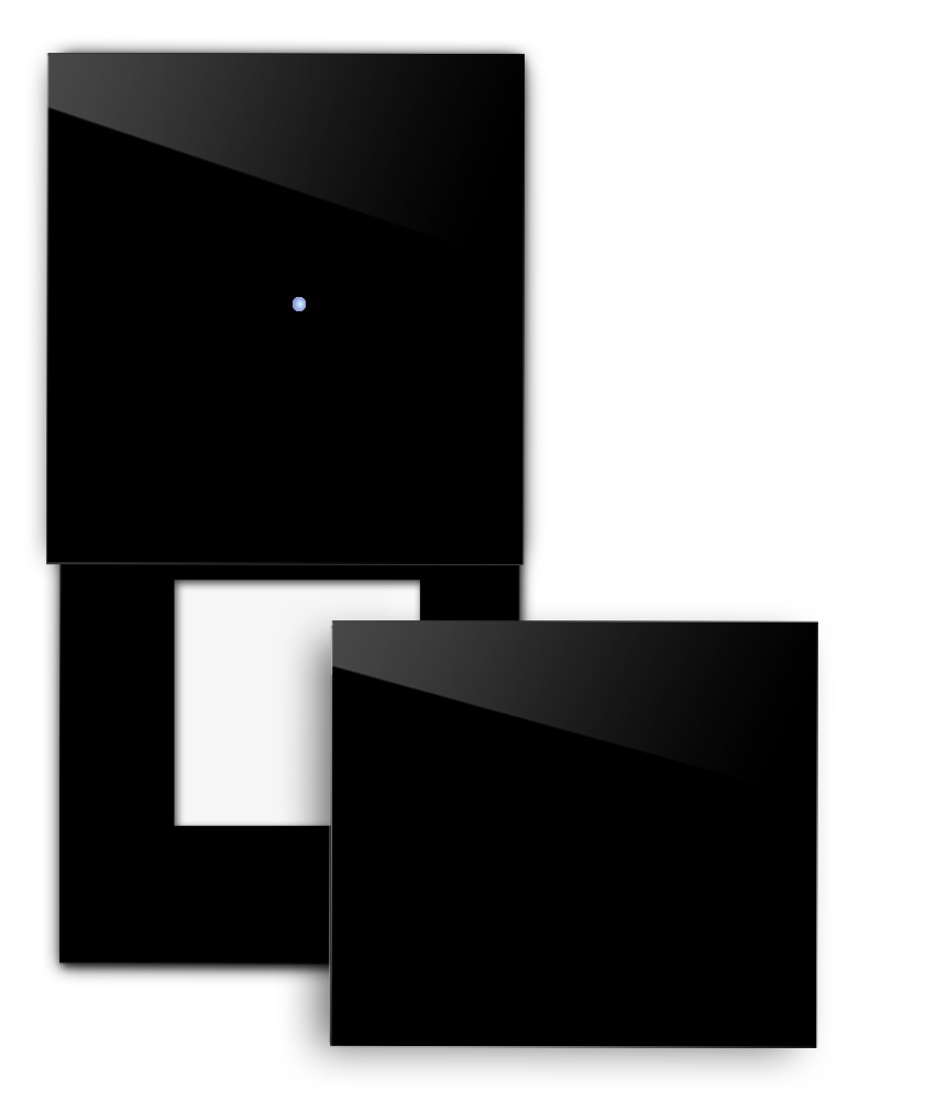Touch-Blende NOVA - Glas-Optik 1-fach mit Ausschnitt und Abdeckung in Schwarz.