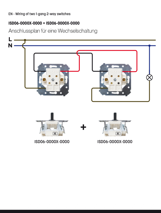 Lichtschalter Einsatz mit 1 schwarzem Kipphebel Vectis