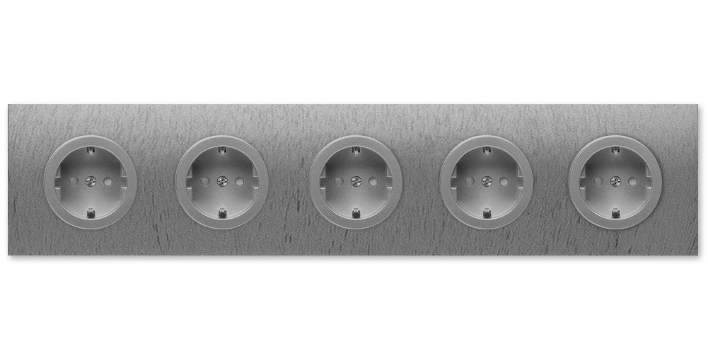 Socket metal in titanium graphite 5 gang. Square Series