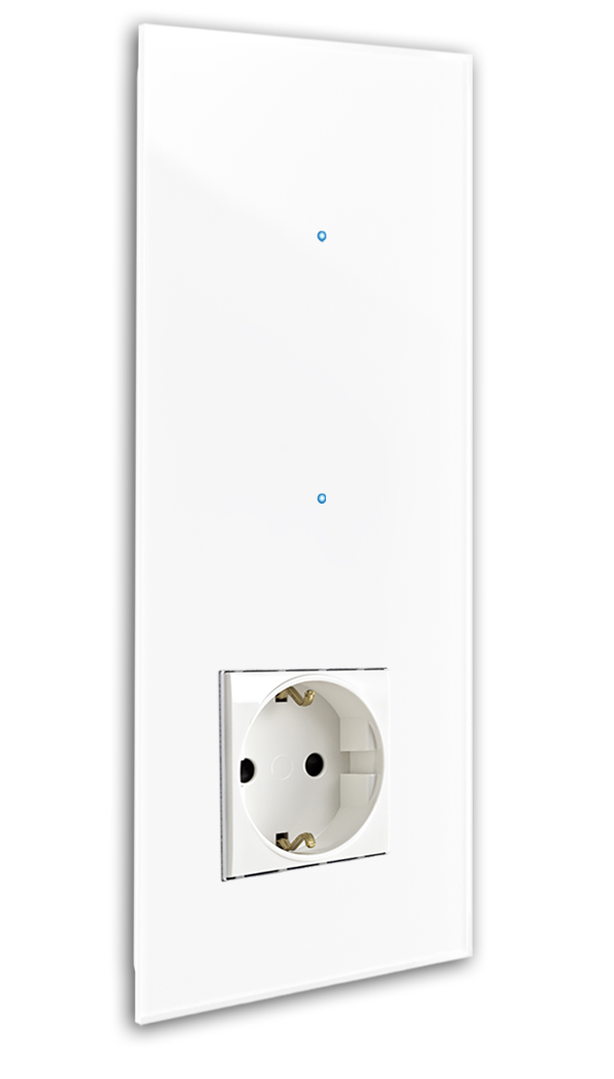 Touchschalter-Steckdosen-Kombination. 230V Glas-Optik. NOVA