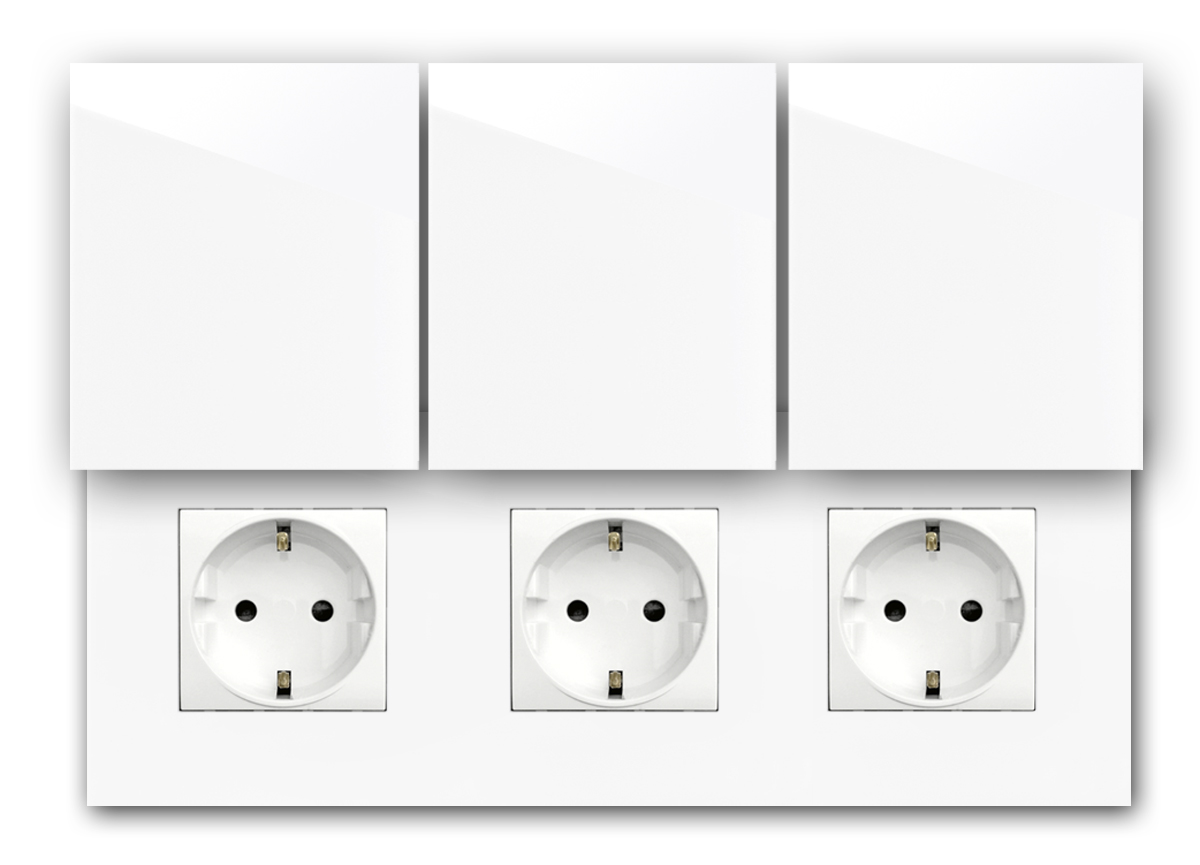 Steckdose 3-fach mit Abdeckungen MAXIM Weiß. ROHDE+ROHDE