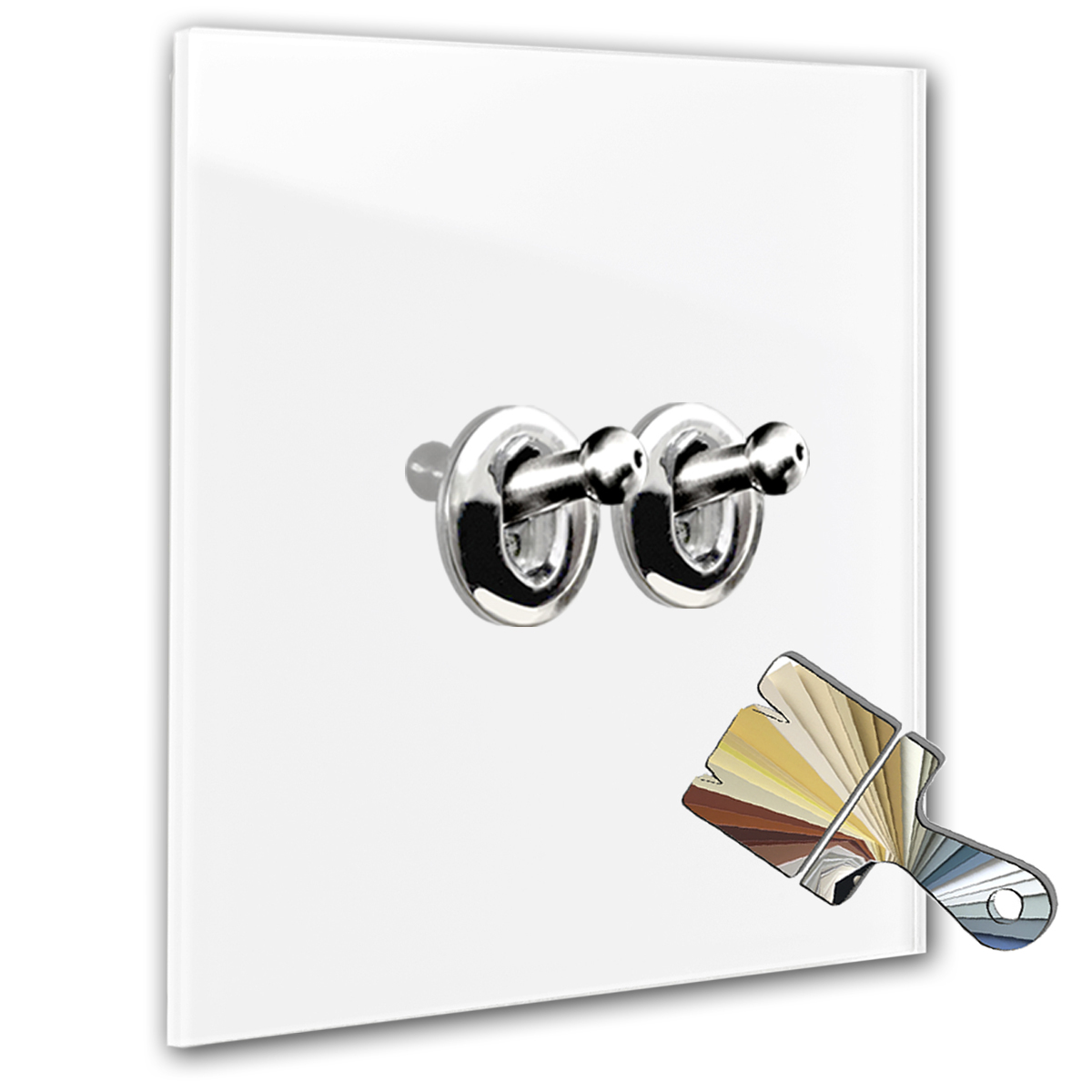 Retro-Lichtschalter Farrow Ball 2-fach Glas-Optik. Chrom