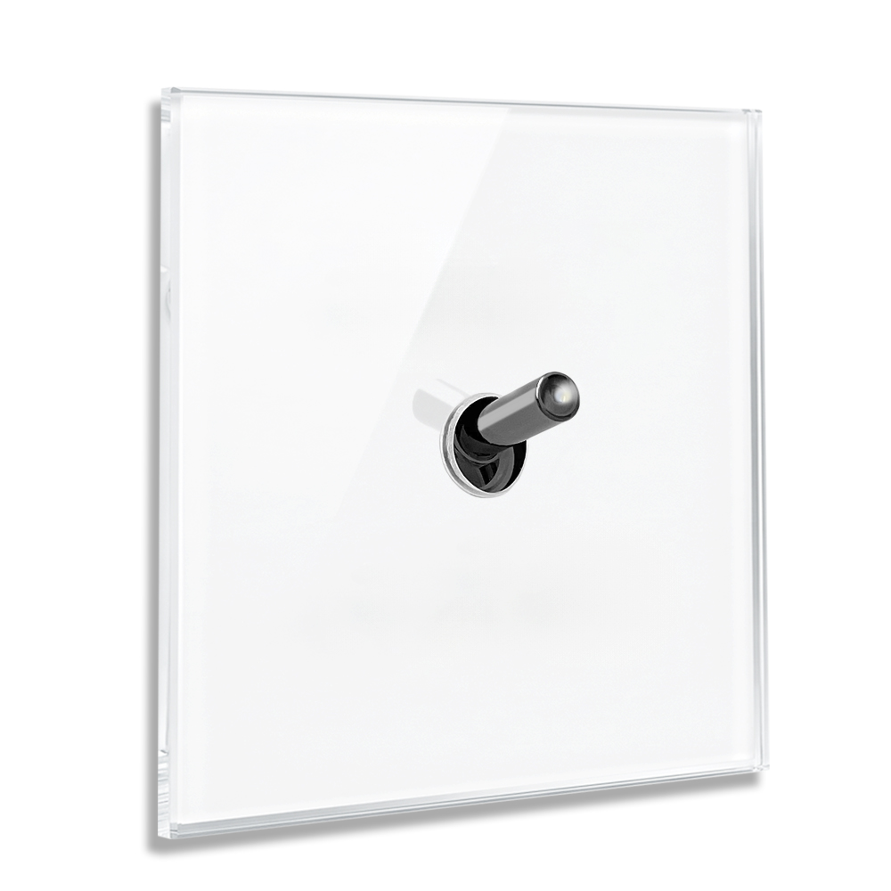 Schalter YORK Weiß beleuchtet dark Chrom 1-fach Glasoptik Kipphebel ROHDE+ROHDE