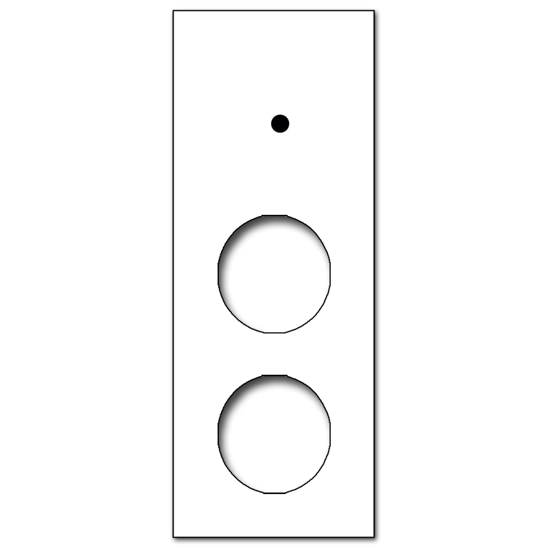 Blende CAMBRIDGE - Glas-Optik 1-fach mit 2 runden Ausschnitten in Weiß.