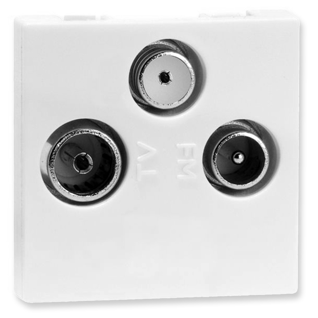 Antennenanschluss 3-fach. Weiß. TV/FM/SAT-Buchse