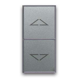 Rollladen-Schalter. Jalousiesteuerung mit Drucktasten. Silberfarben glänzend.