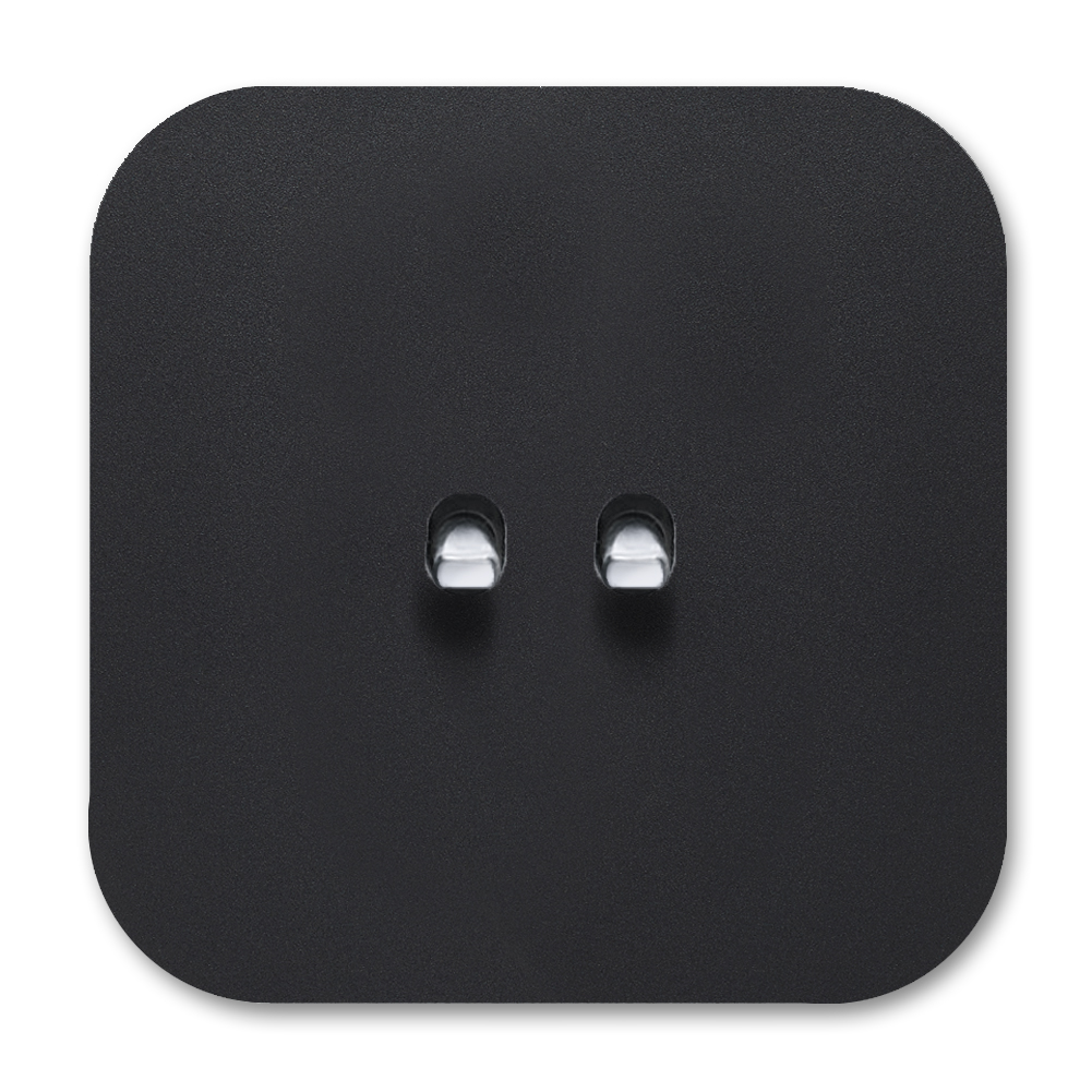 Kipphebel-Lichtschalter Metall matt Schwarz Chrom 2-fach. Cube Series