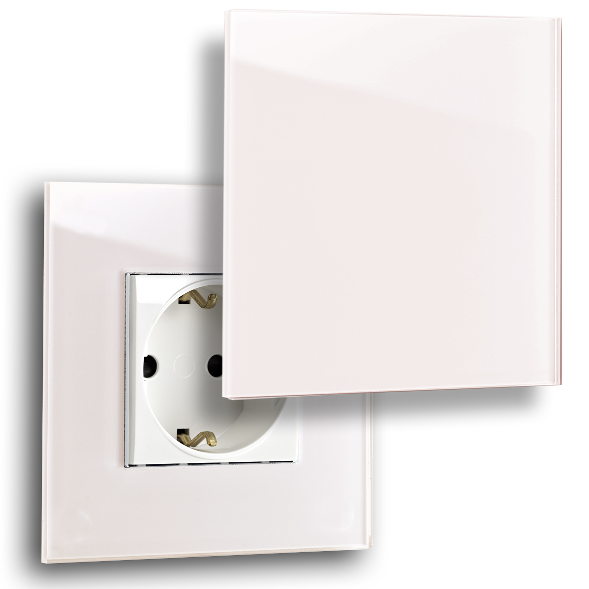 Design-Steckdose rosa 1 fach Glas-Optik Farrow Ball 230 calamine