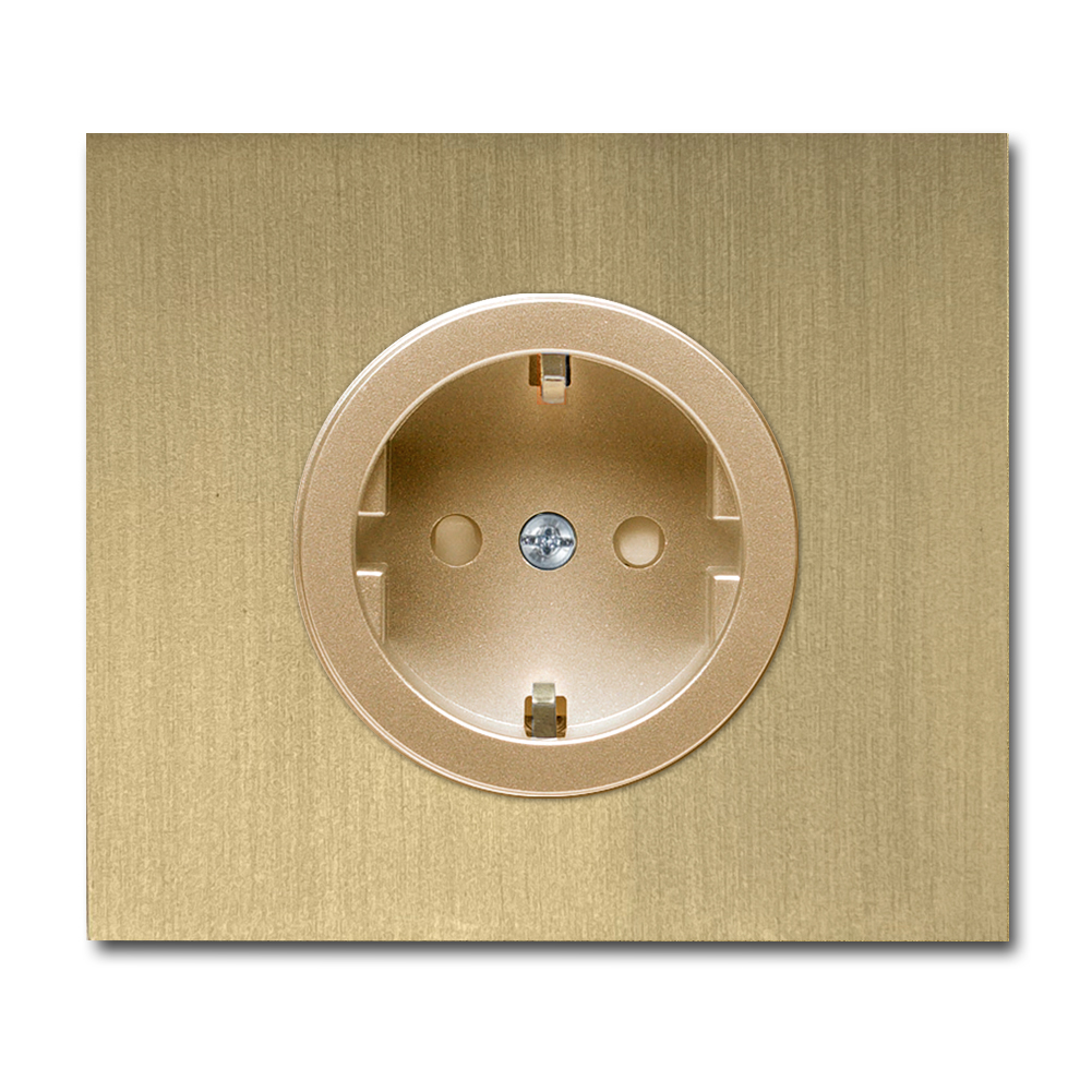 Steckdose Metall antik old gold vintage 1-fach. Square Series