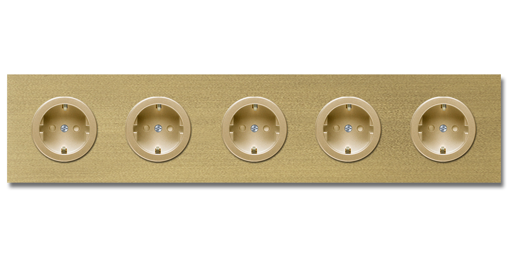 Steckdose Metall old gold 5-fach. Square Series