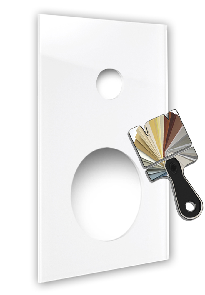 Retroschalter-Blende CAMBRIDGE - Glas-Optik 1-fach mit rundem Ausschnitt in Farrow & Ball-Farbe.