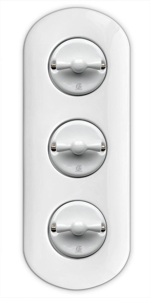 Porcelain Retro Rotary Switch 3-gang Changeover Switch VDE
