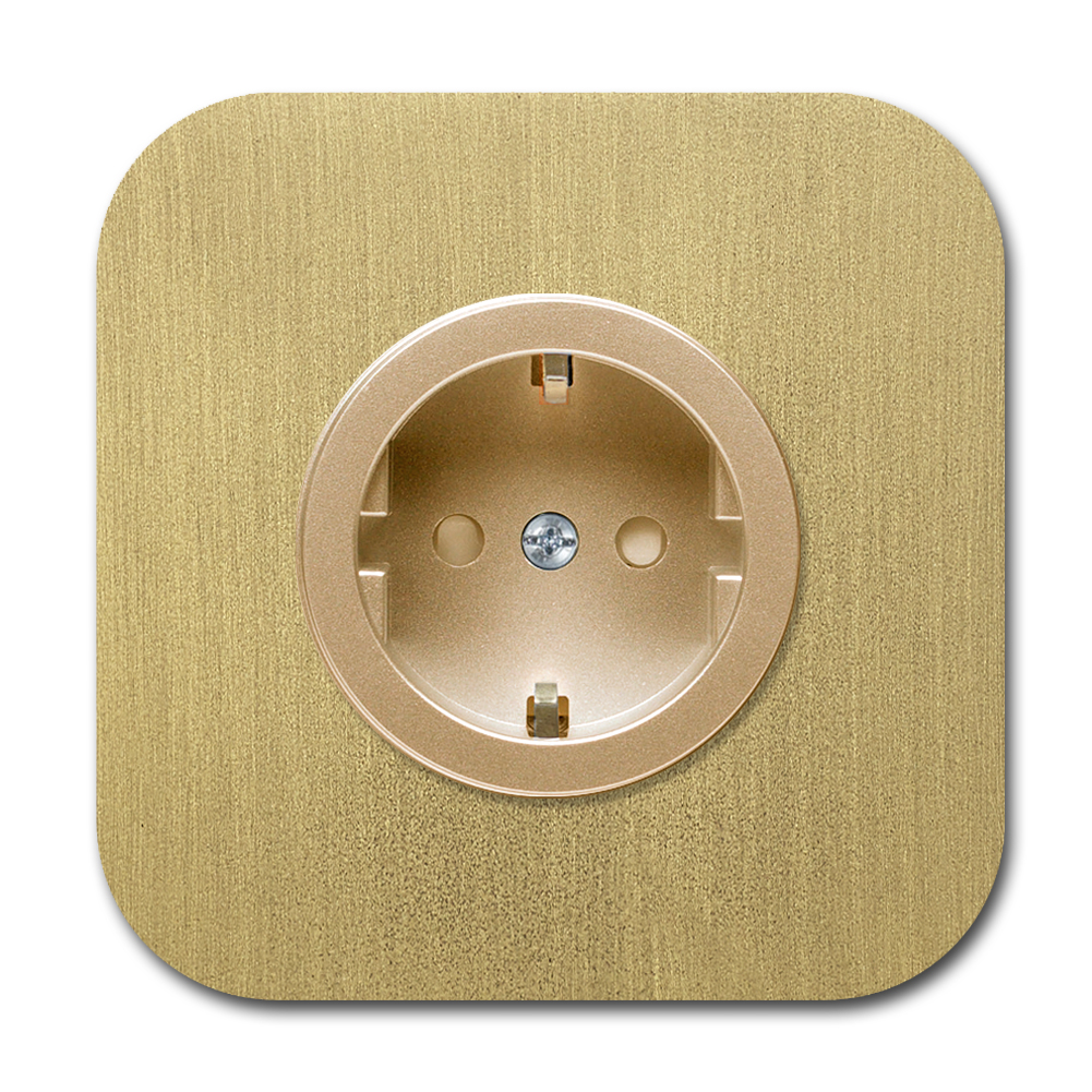 Steckdose Metall antik Old Gold abgerundet 1-fach. Cube Series