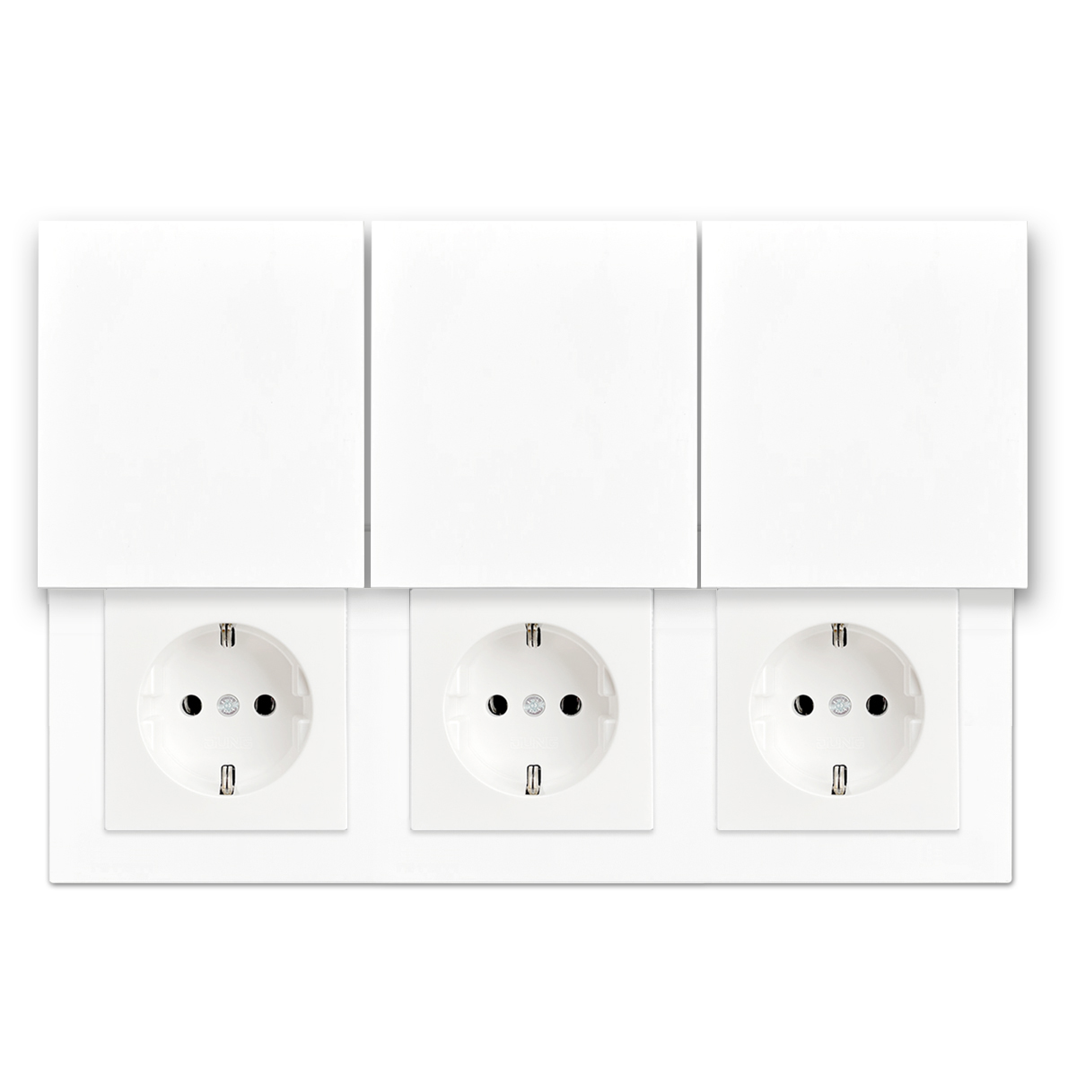 Unsichtbare Steckdose PURIST – 3-fach, weiß. Magnetische Abdeckung (ohne Klappdeckel)