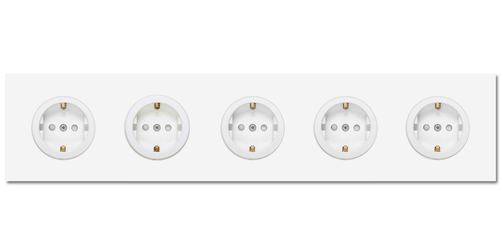 Socket metal matte white single 5 gang. Square Series