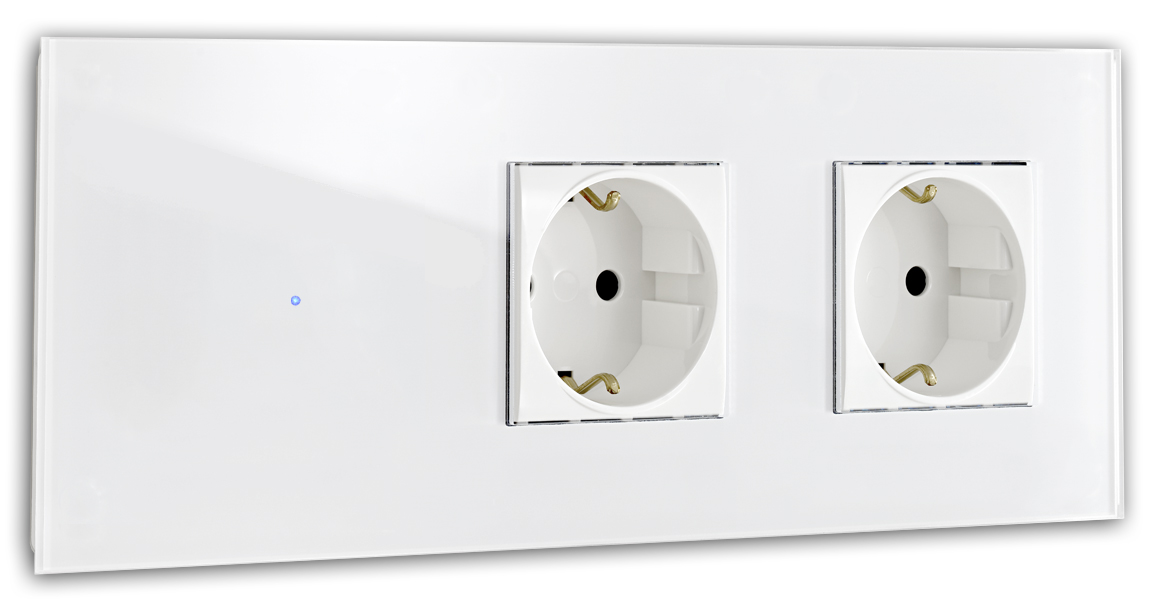 Touchschalter-Steckdosen-Kombination. 230V Glas-Optik. NOVA