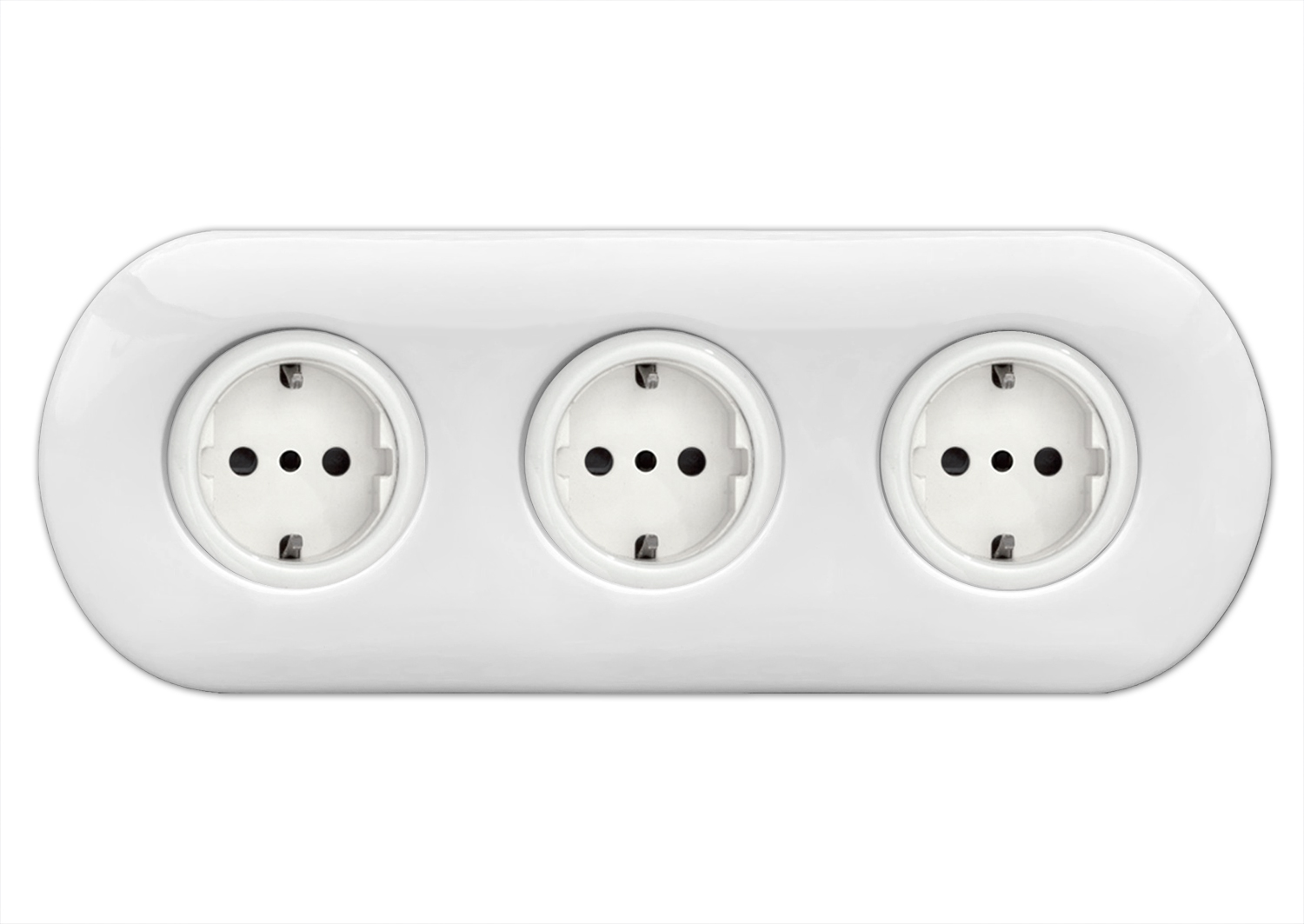 Porzellan-Steckdose 3-fach Weiß