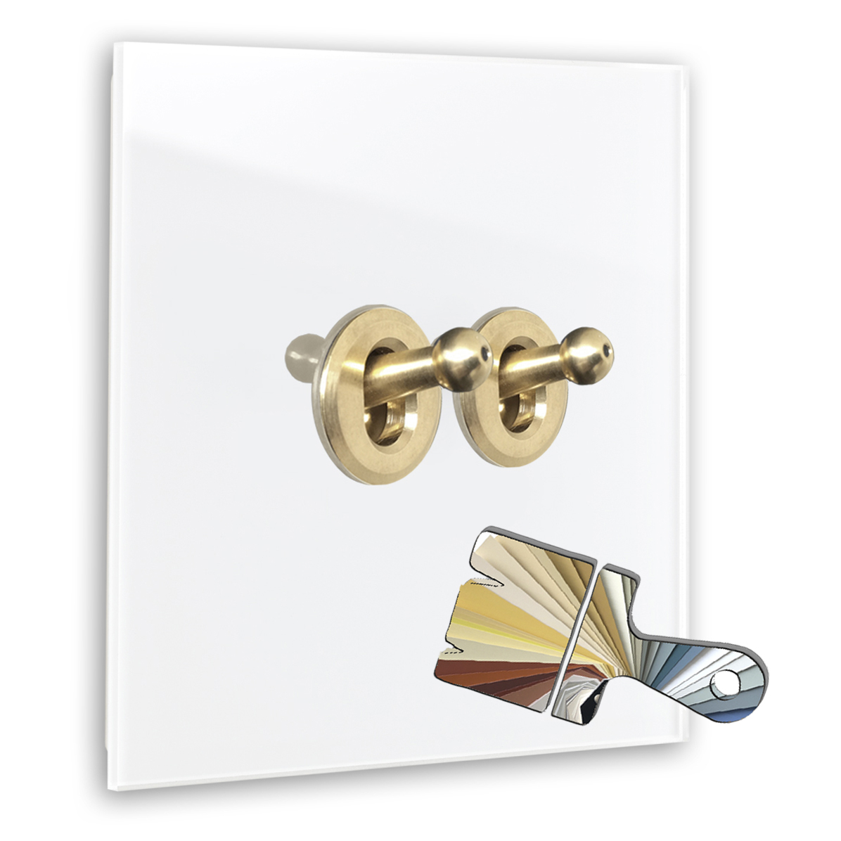 Retro-Lichtschalter Farrow Ball 2-fach Glas-Optik. Gold