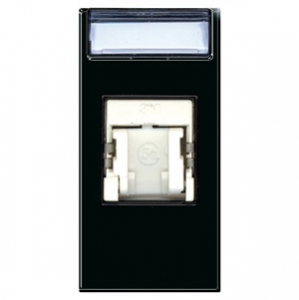 RJ45 Anschlussdose. Kat. 6. Schwarz glänzend.