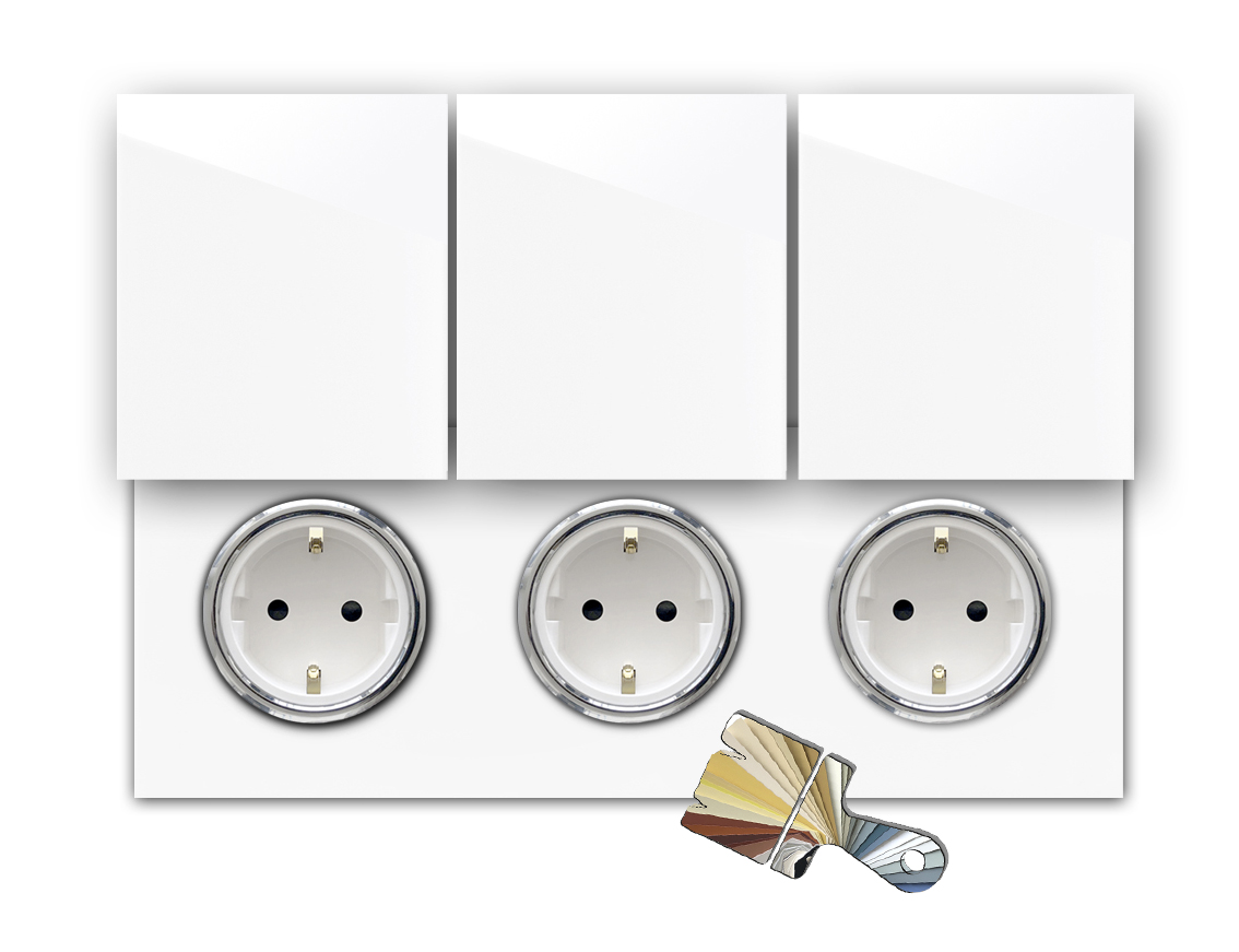 Steckdose in RAL Wunschfarbe mit Chrom. MAXIM