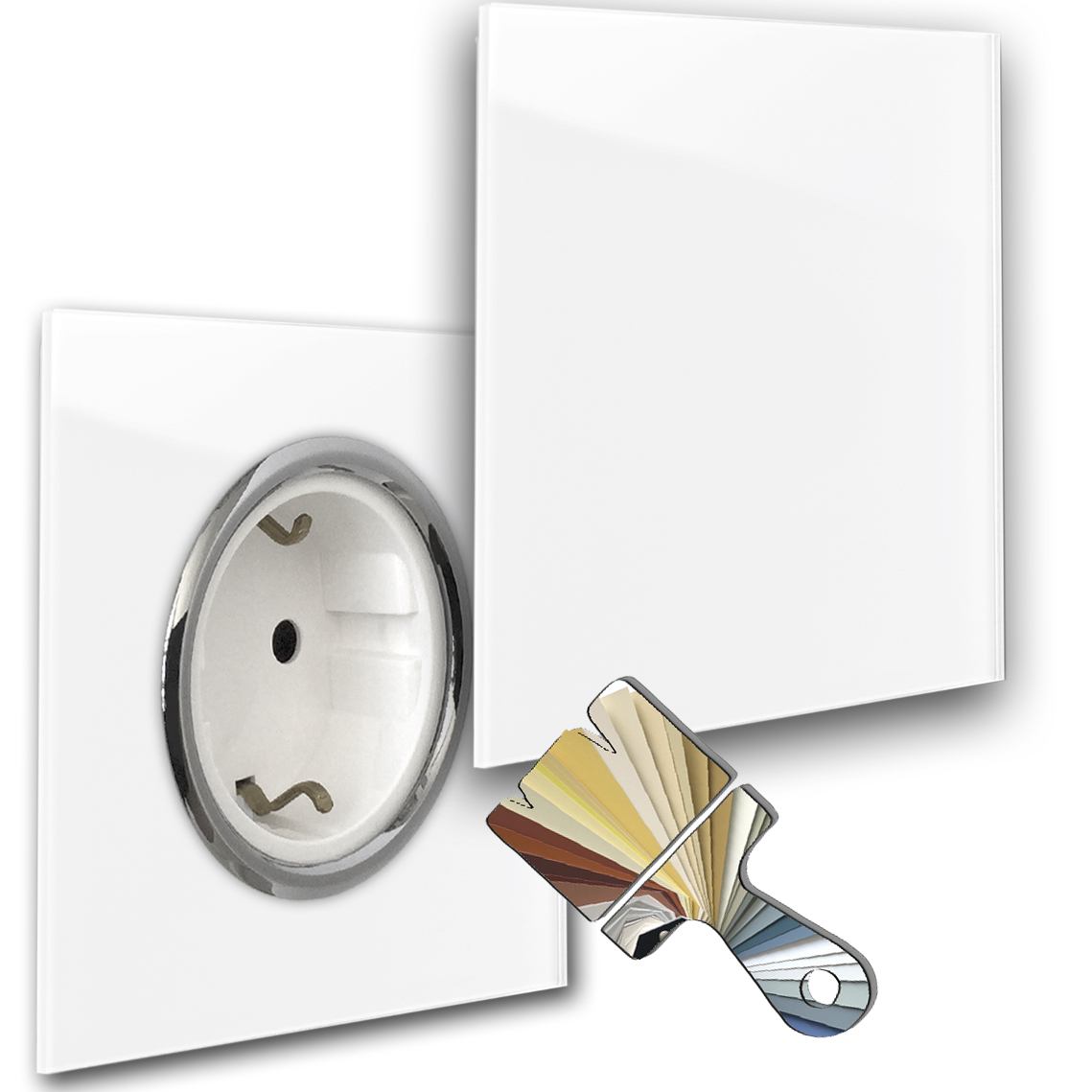 Steckdose in RAL Wunschfarbe mit Chrom. MAXIM