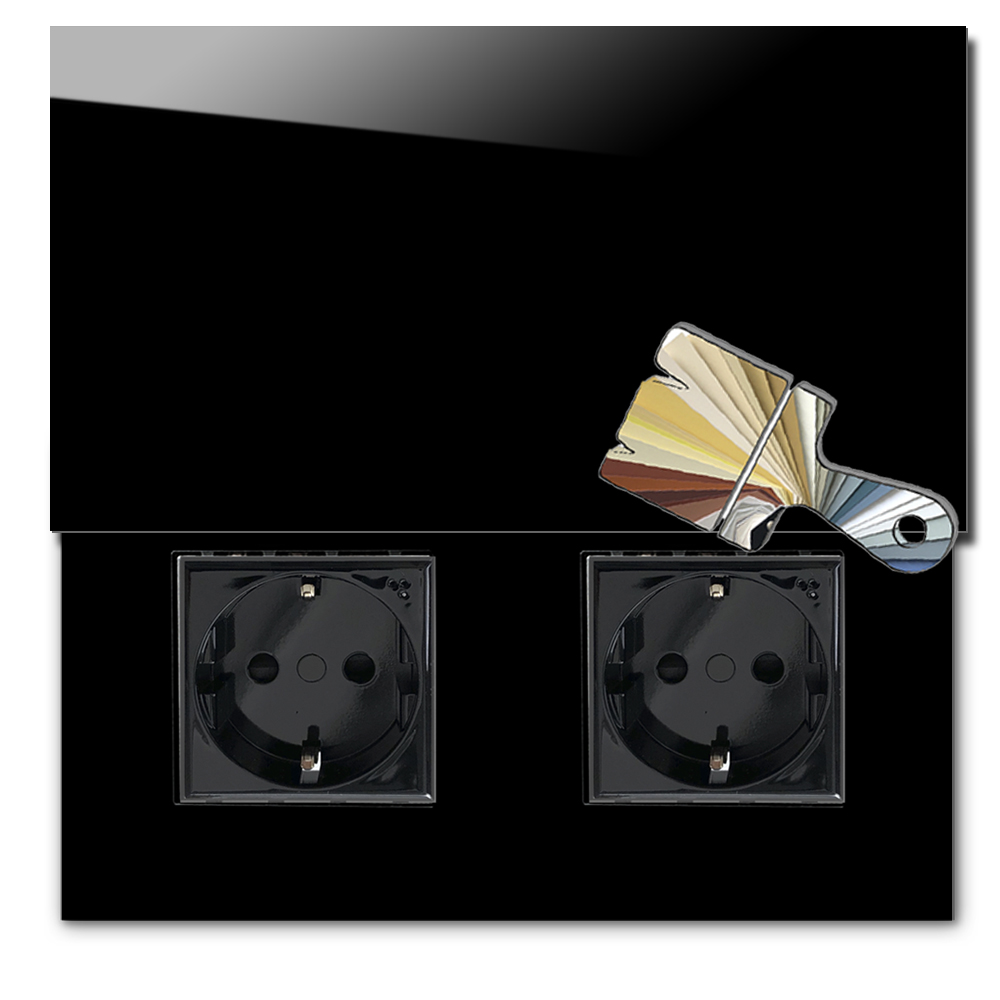 Steckdose Farrow Ball Farbe Glas-Optik mit Klappe 2-fach