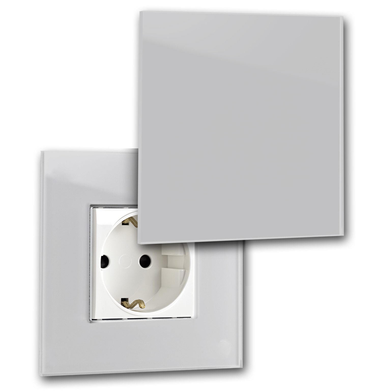 Design-Steckdose Grau 1 fach Glas-Optik Farrow 242 Pavilion