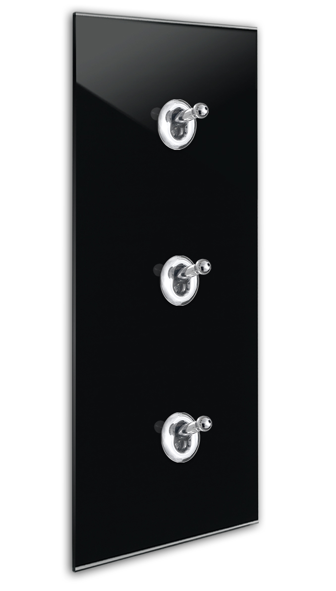 CAMBRIDGE Ein-AUS-WECHSEL-Schalter 3-fach Glas-Optik. Schwarz Chrom
