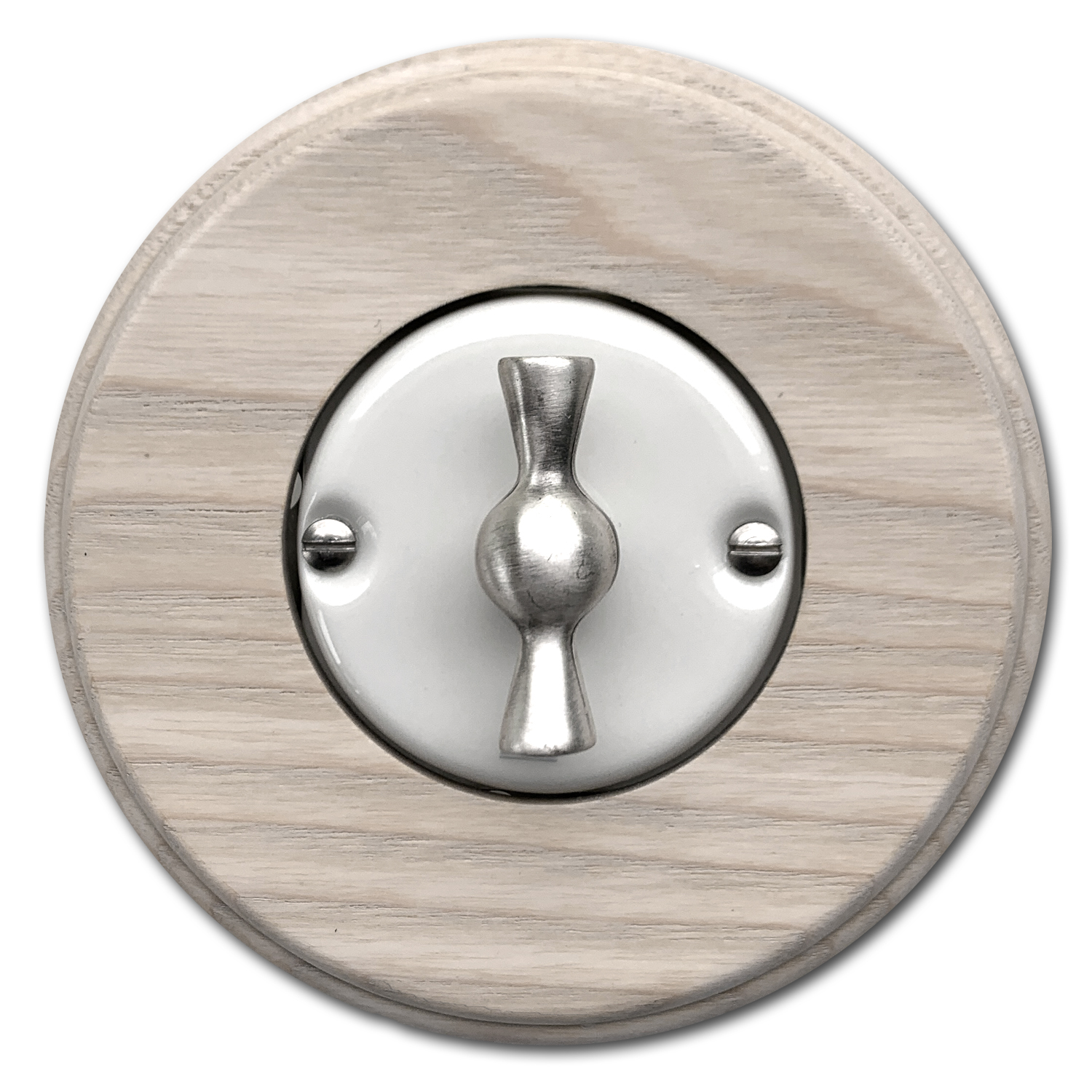 Retro-Drehschalter ARREDA Butterfly Ein-AUS-WECHSEL Holz Taubengrau-Silber VDE