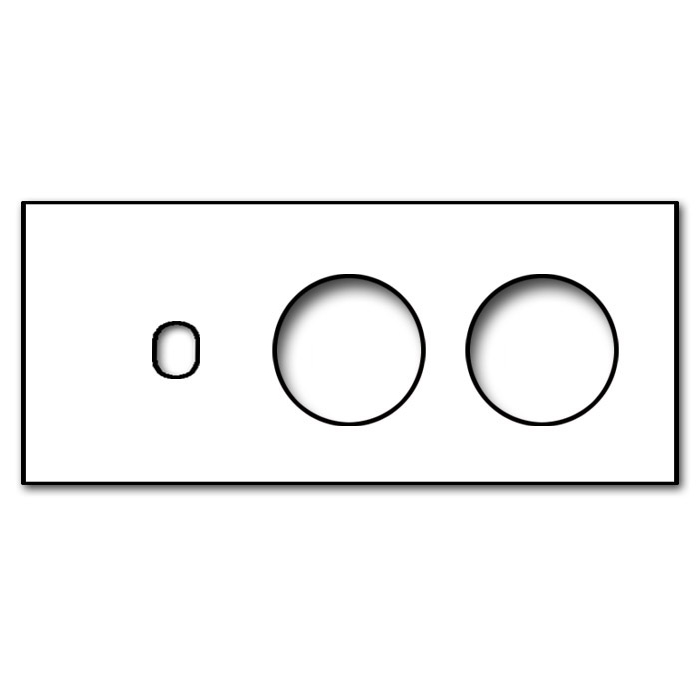 Schalter-Frontblende Metall matt Schwarz 1-fach + 2 Ausschnitt waagerecht. Vectis Square series