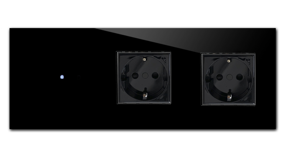 Touchschalter-Steckdosen-Kombination. 230V Glas-Optik. NOVA